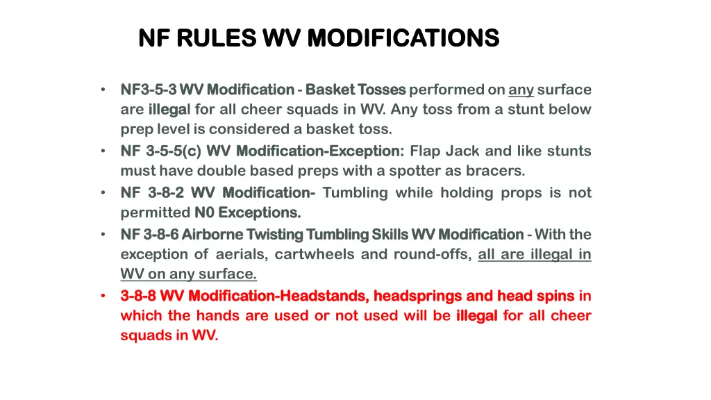 nf rules wv modifications nf rules 2