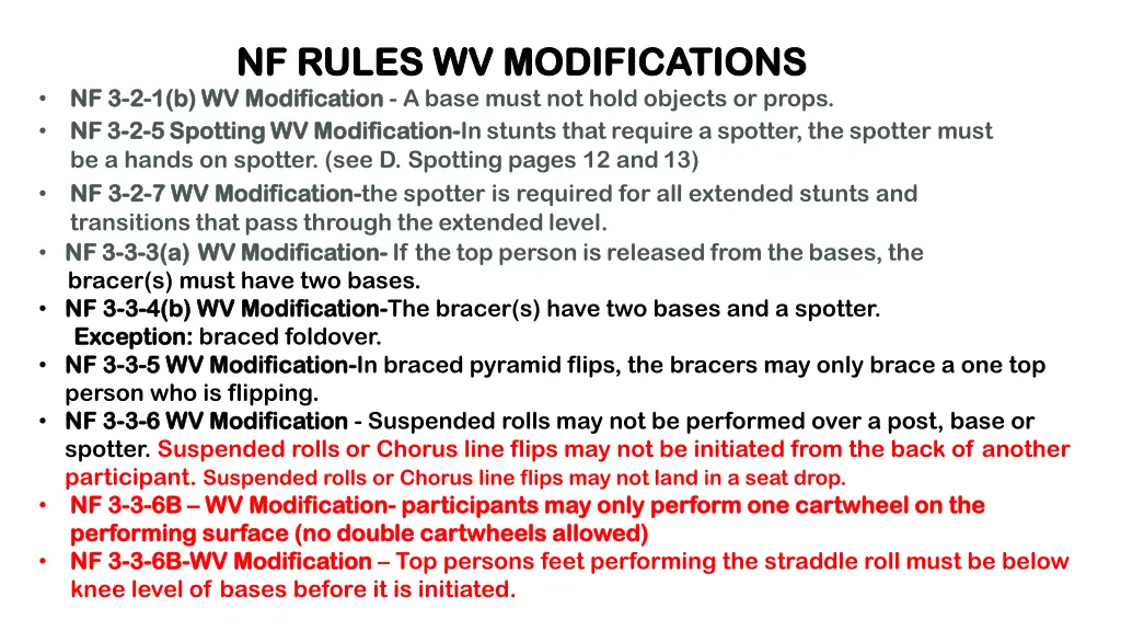 nf rules wv modifications nf rules