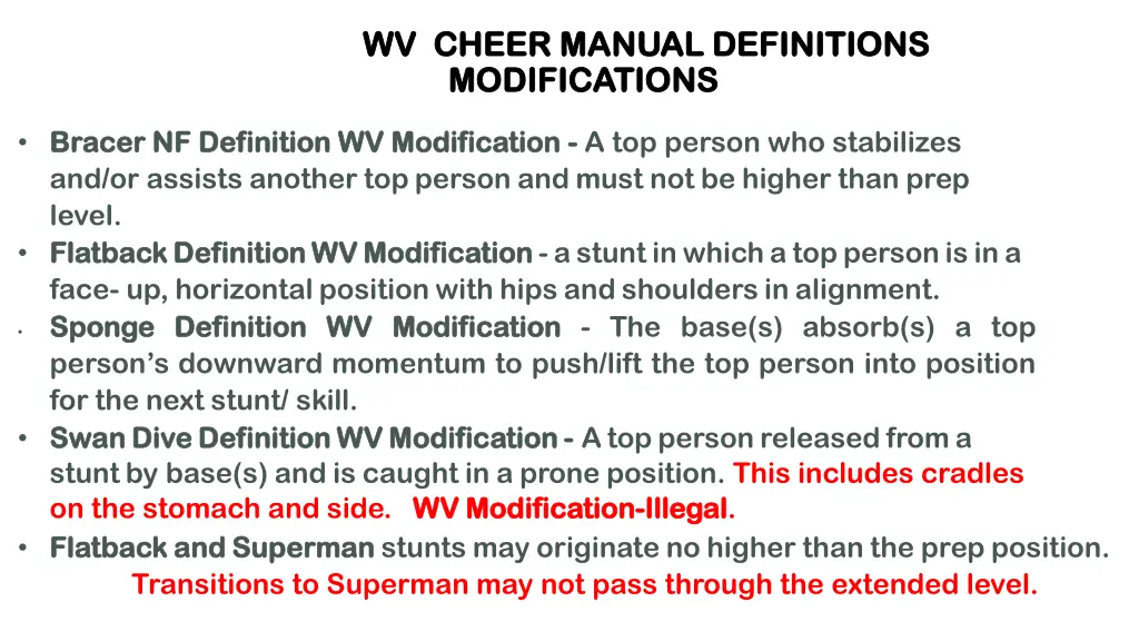 wv cheer manual definitions wv cheer manual