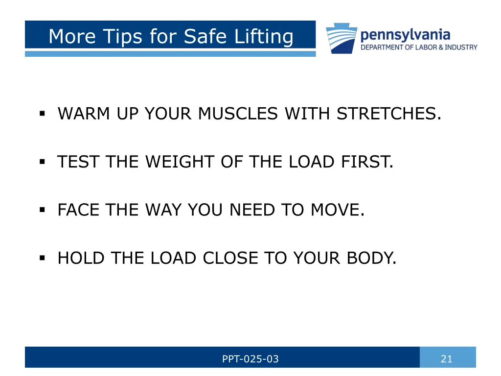 more tips for safe lifting