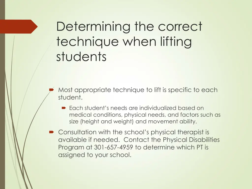 determining the correct technique when lifting