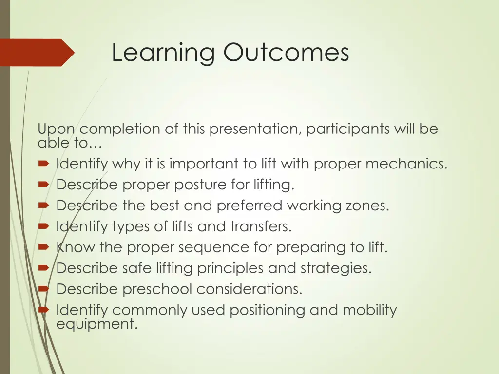 learning outcomes