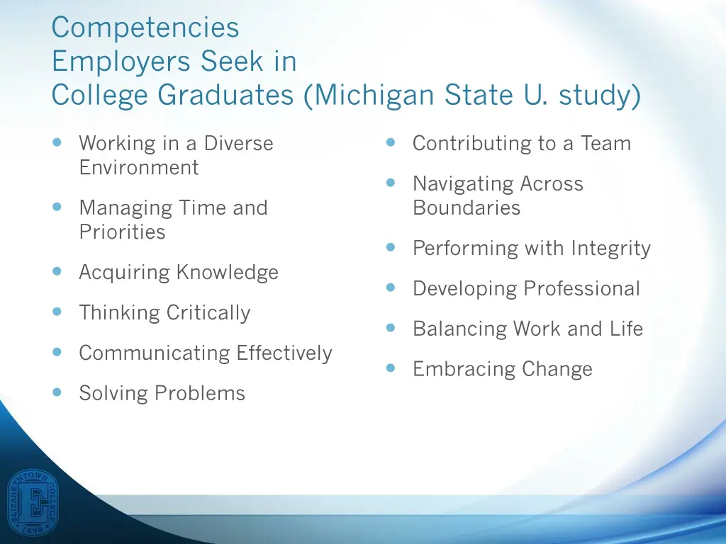 competencies employers seek in college graduates