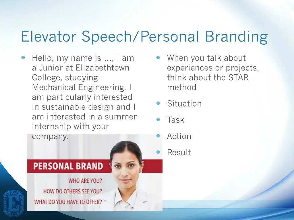 elevator speech personal branding