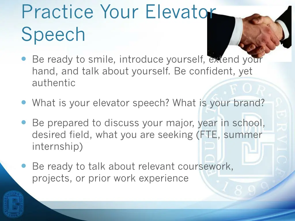 practice your elevator speech