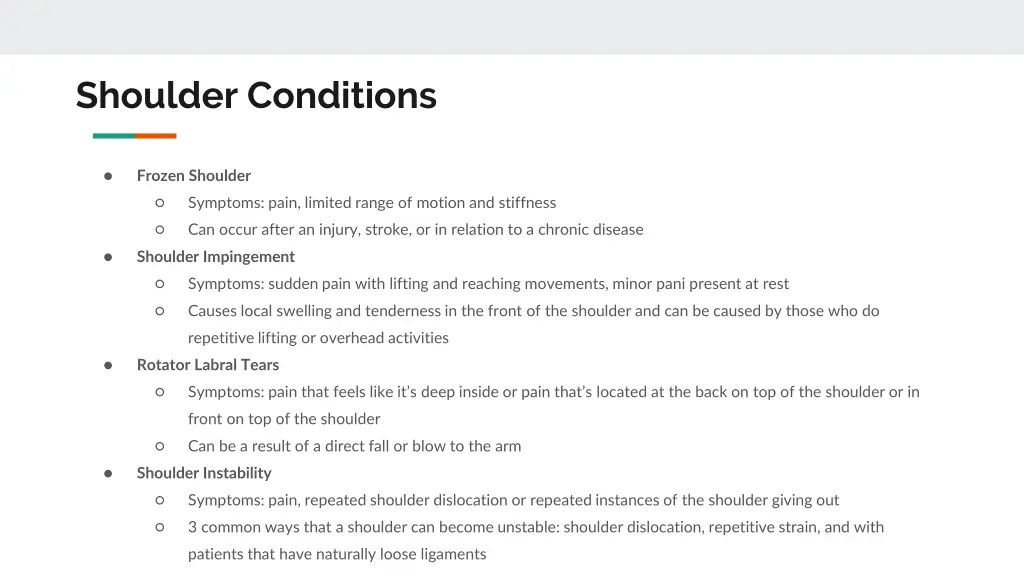 shoulder conditions