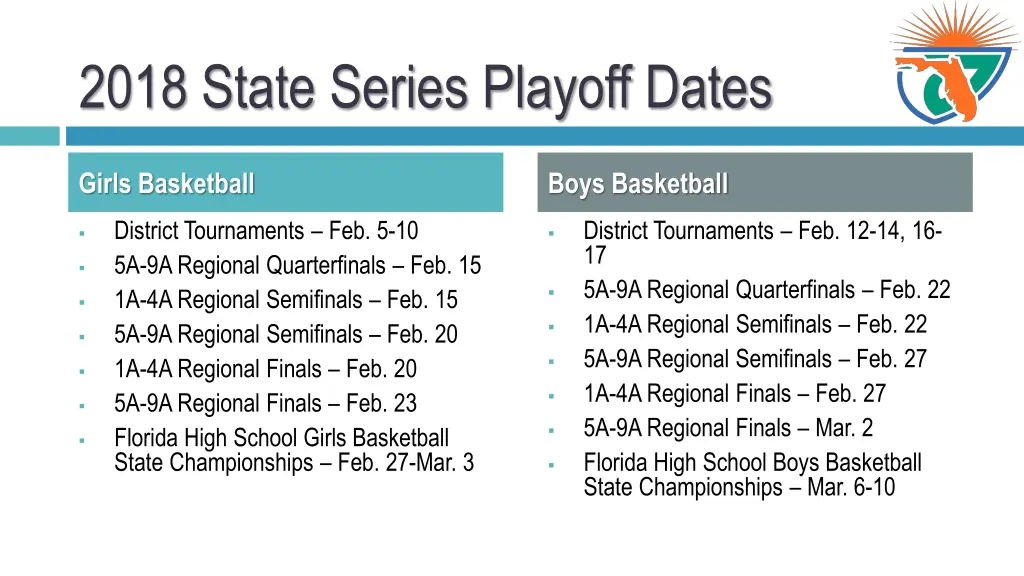 2018 state series playoff dates