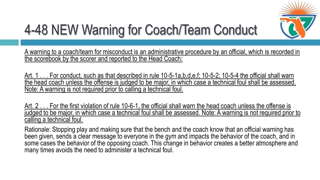 4 48 new warning for coach team conduct