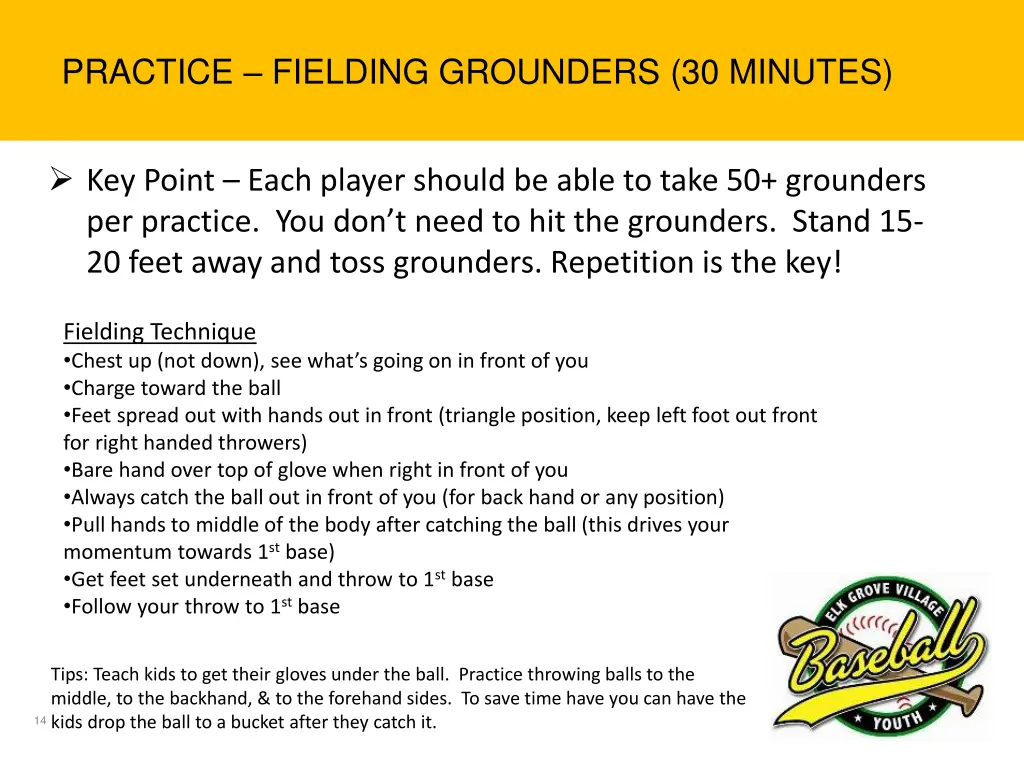 practice fielding grounders 30 minutes