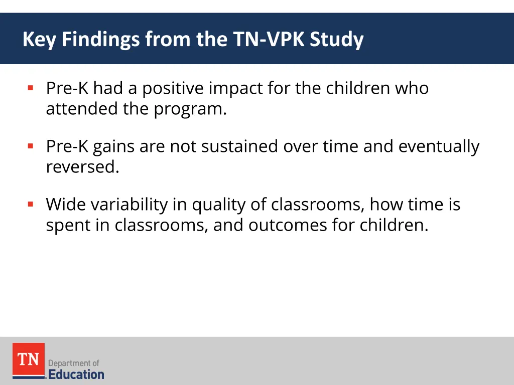 key findings from the tn vpk study