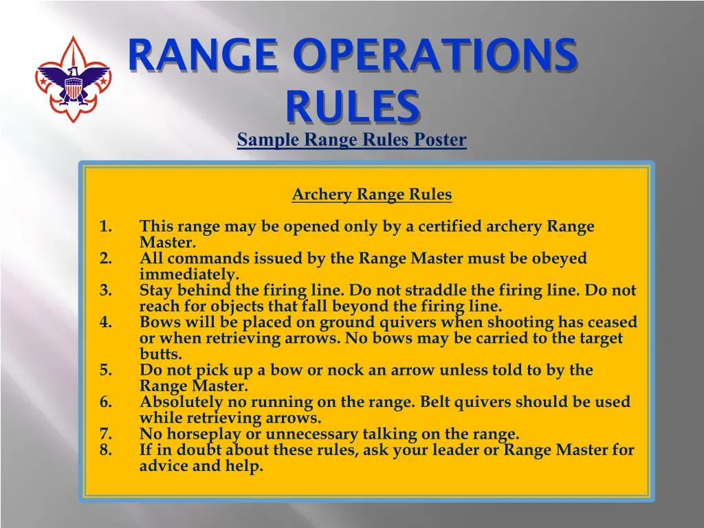 range operations rules sample range rules poster