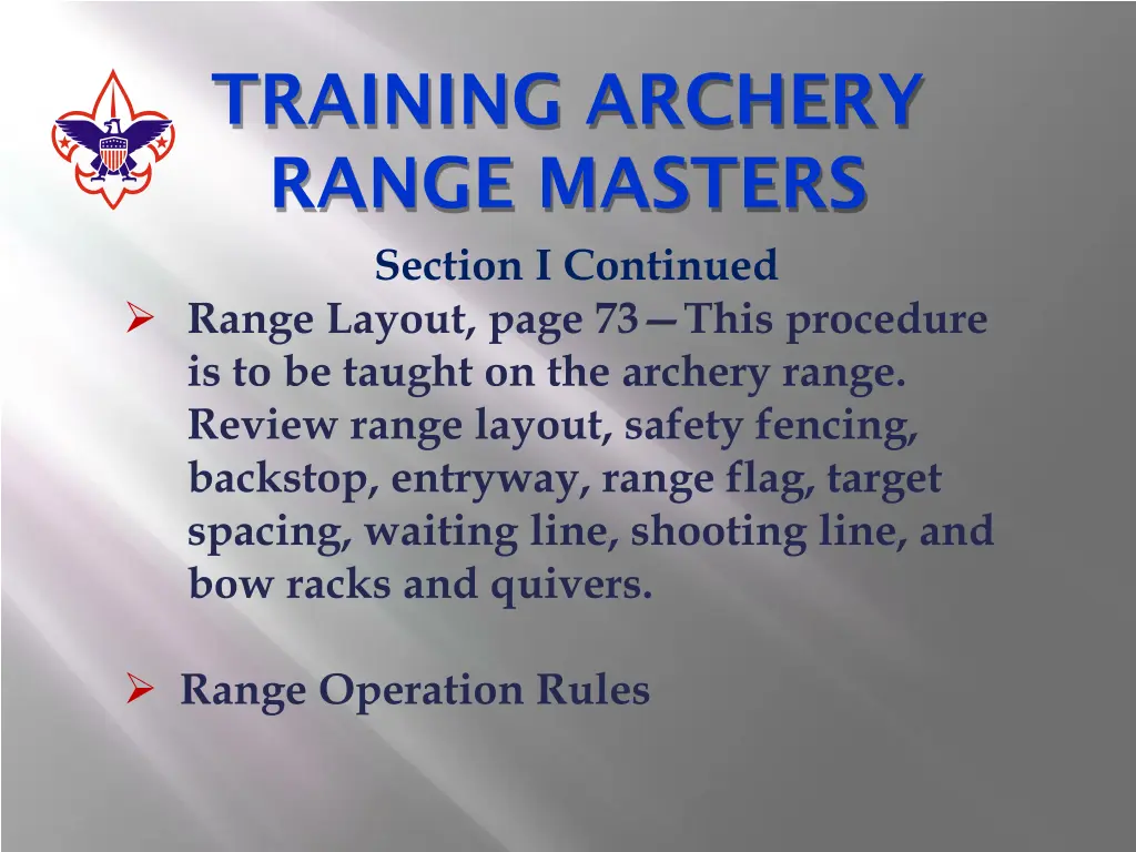 training archery range masters section