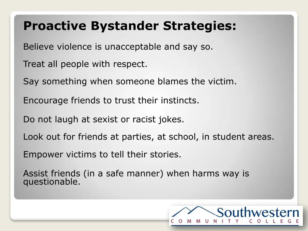 proactive bystander strategies