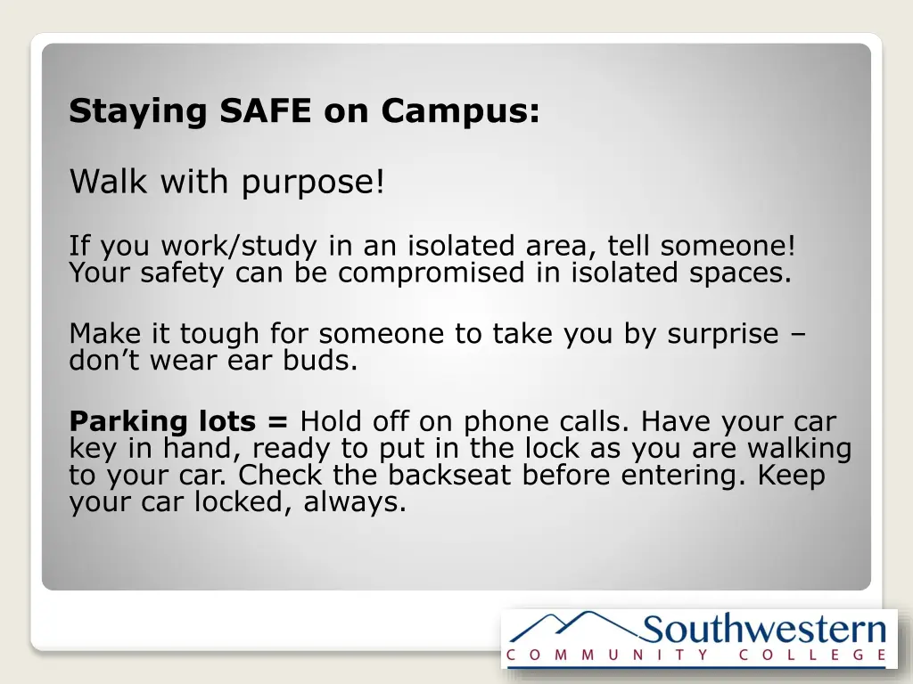 staying safe on campus