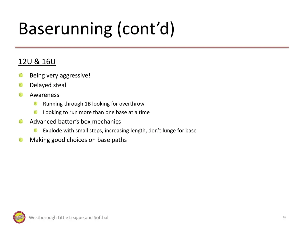 baserunning cont d