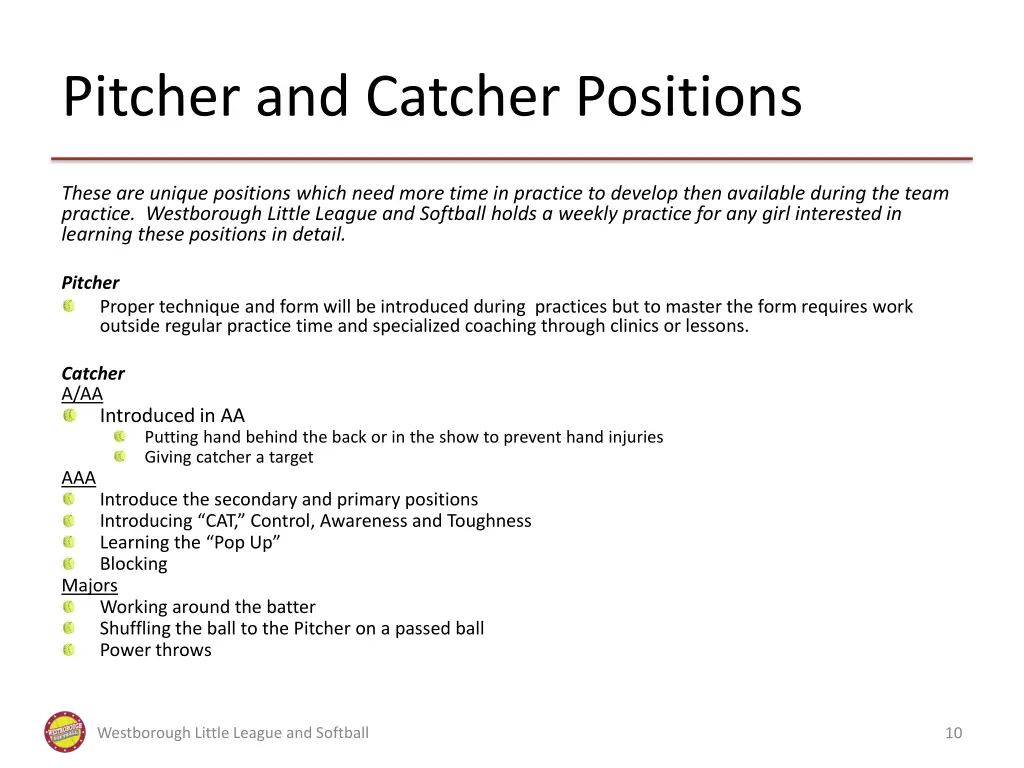 pitcher and catcher positions