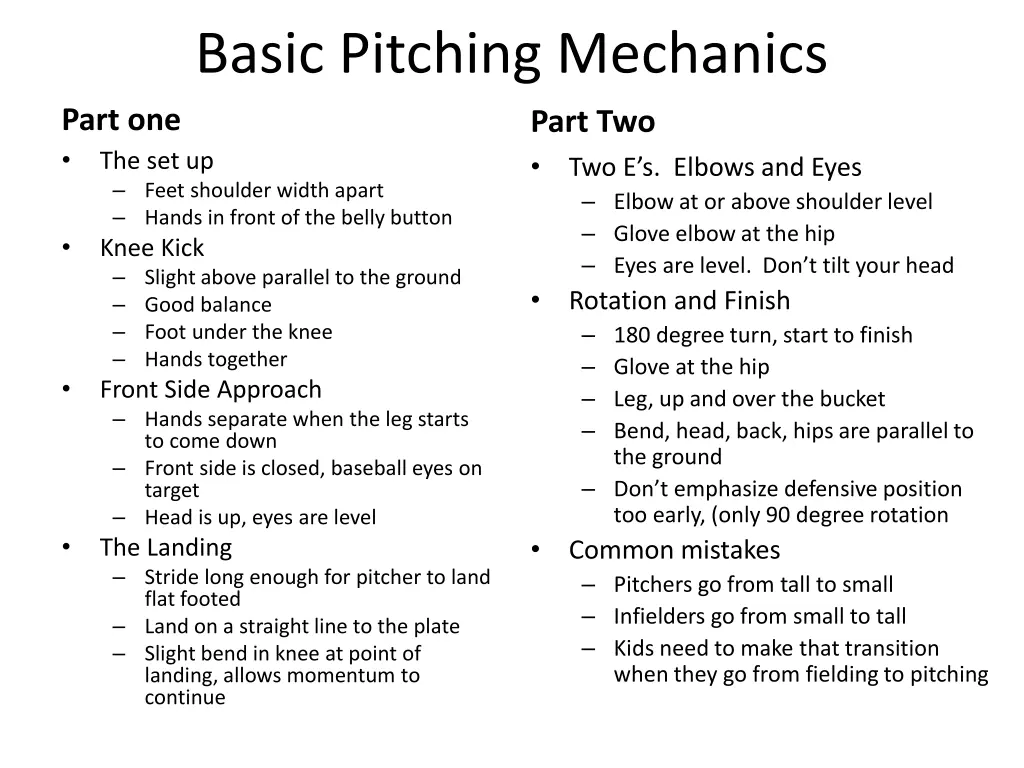 basic pitching mechanics