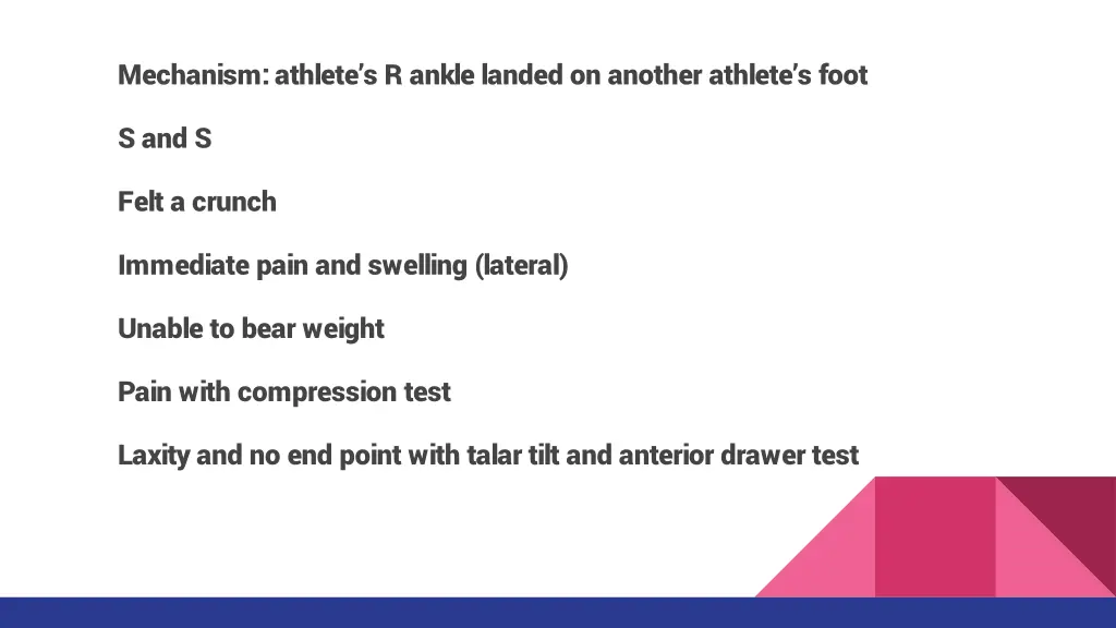 mechanism athlete s r ankle landed on another