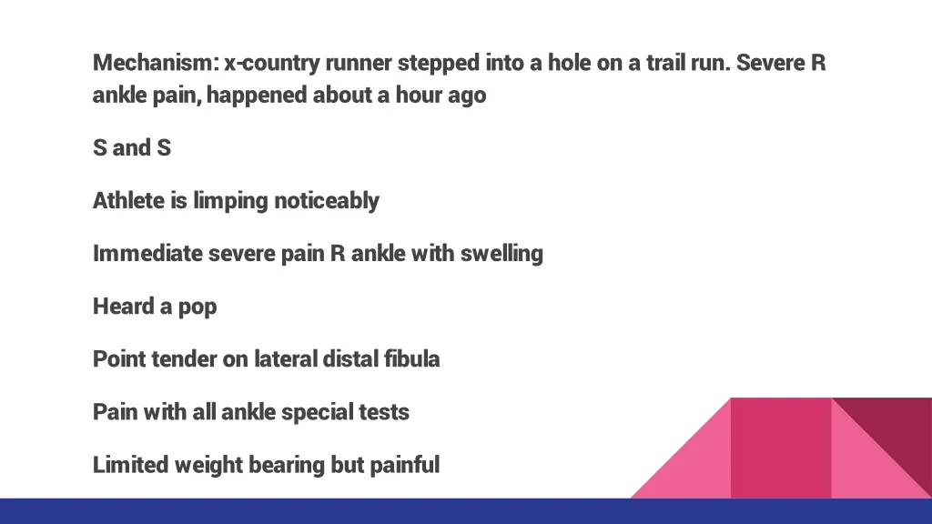 mechanism x country runner stepped into a hole