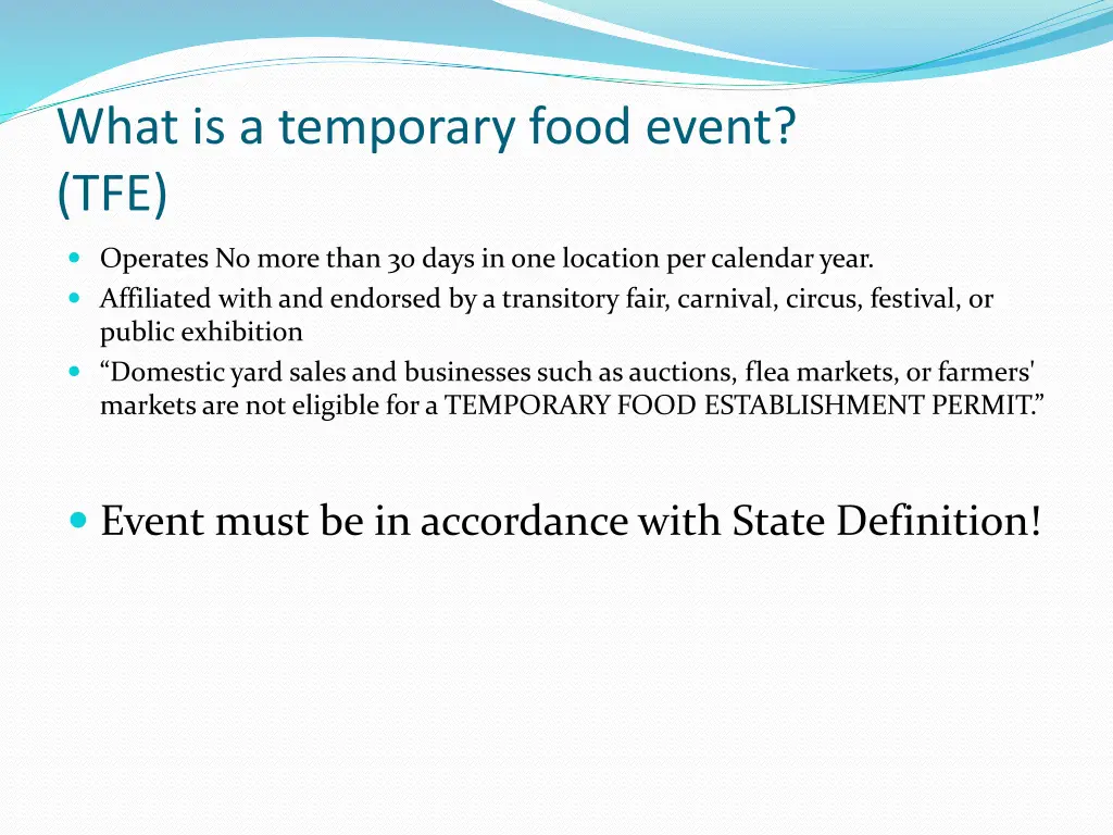 what is a temporary food event tfe