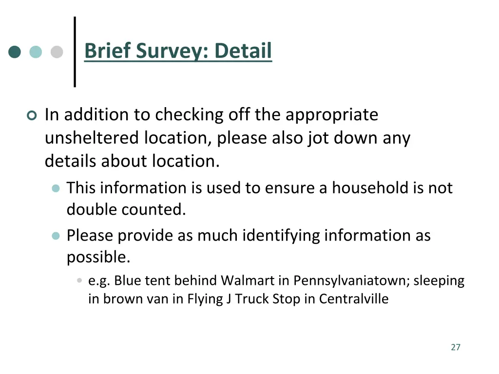 brief survey detail