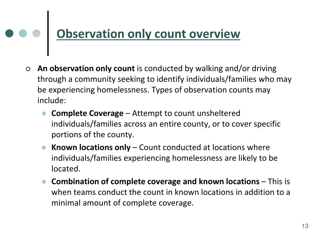 observation only count overview