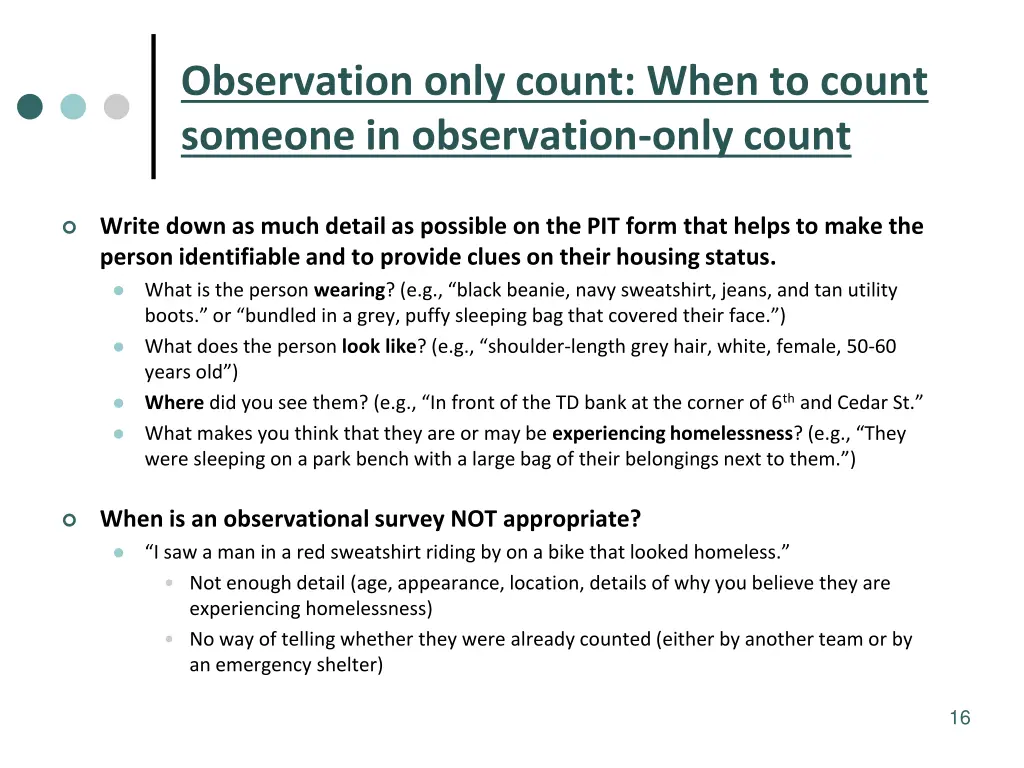 observation only count when to count someone 1