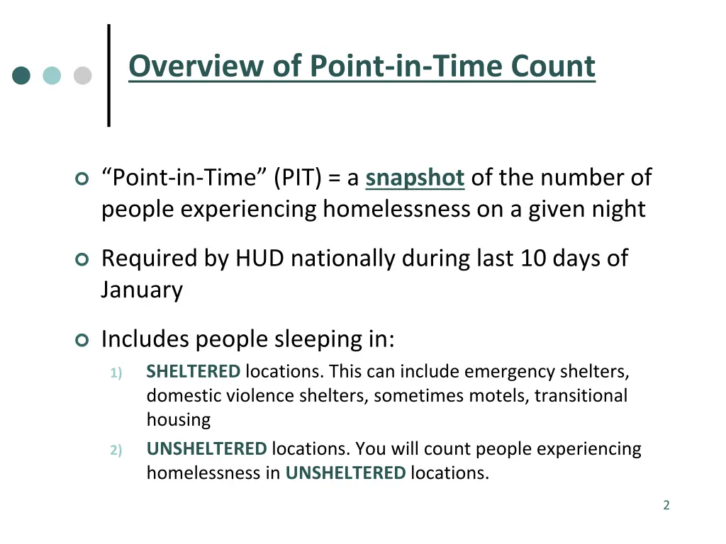 overview of point in time count