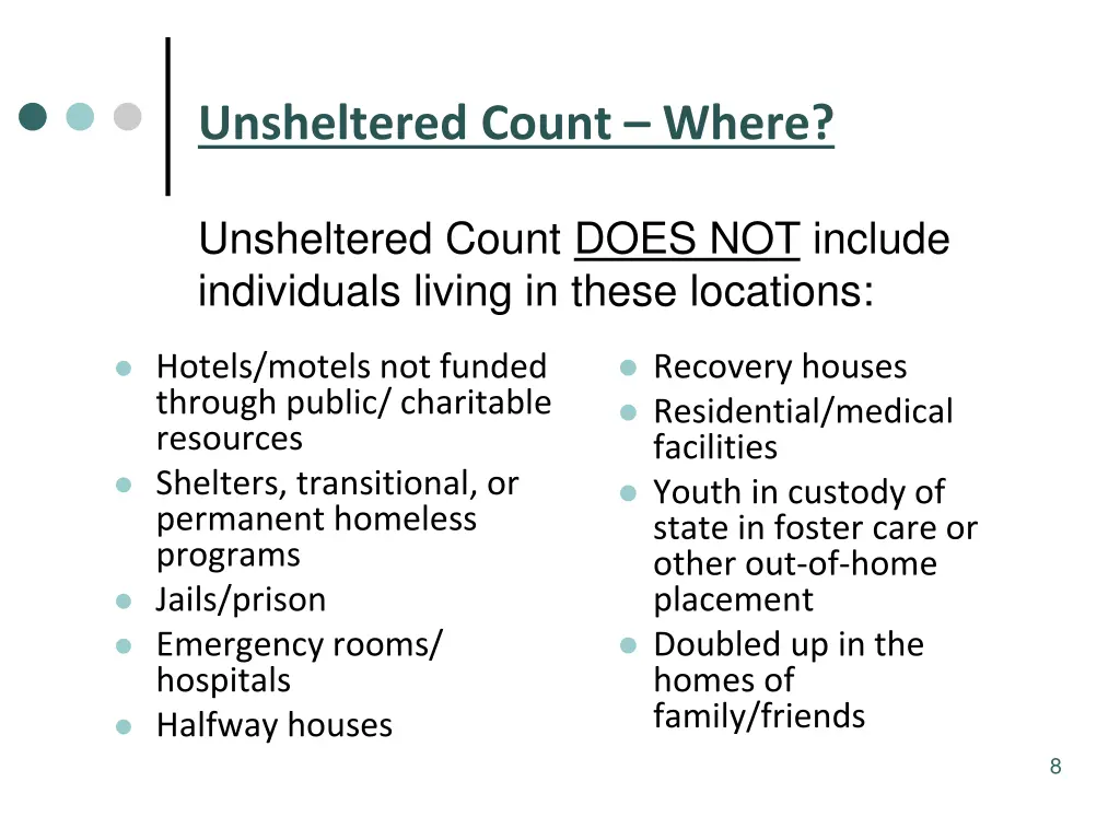 unsheltered count where 2