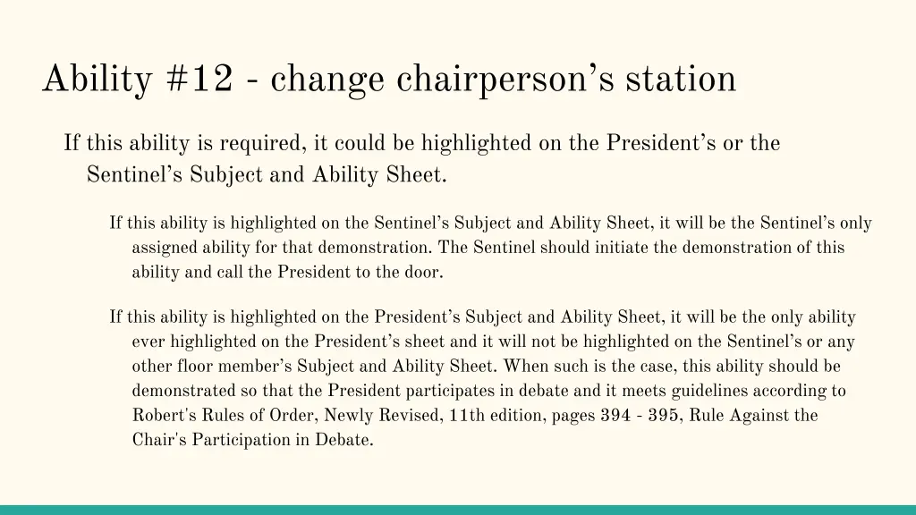 ability 12 change chairperson s station