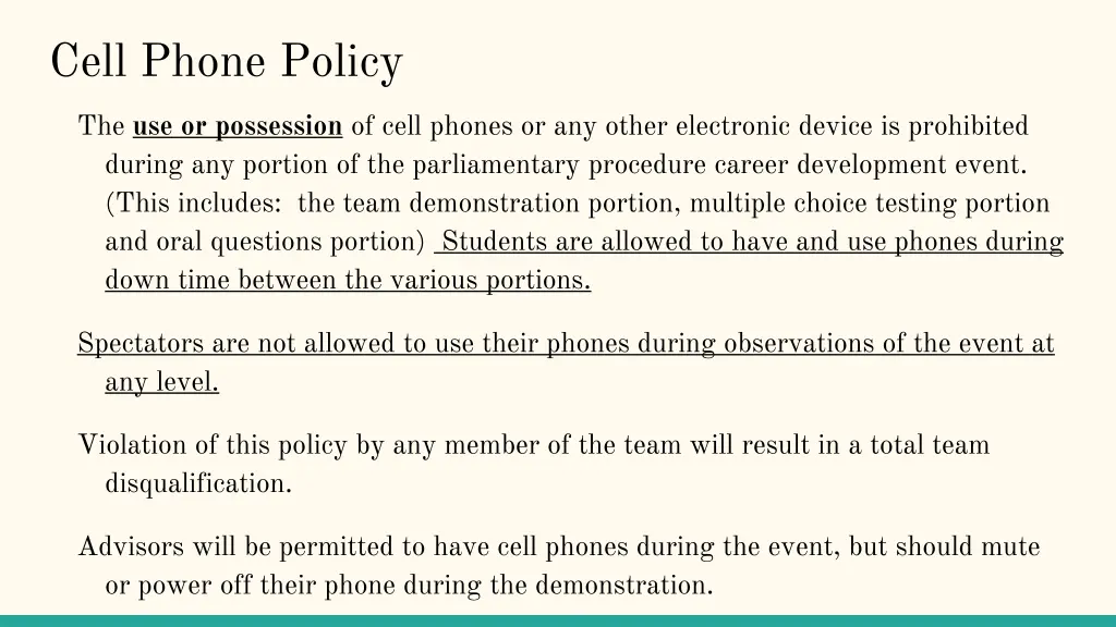 cell phone policy