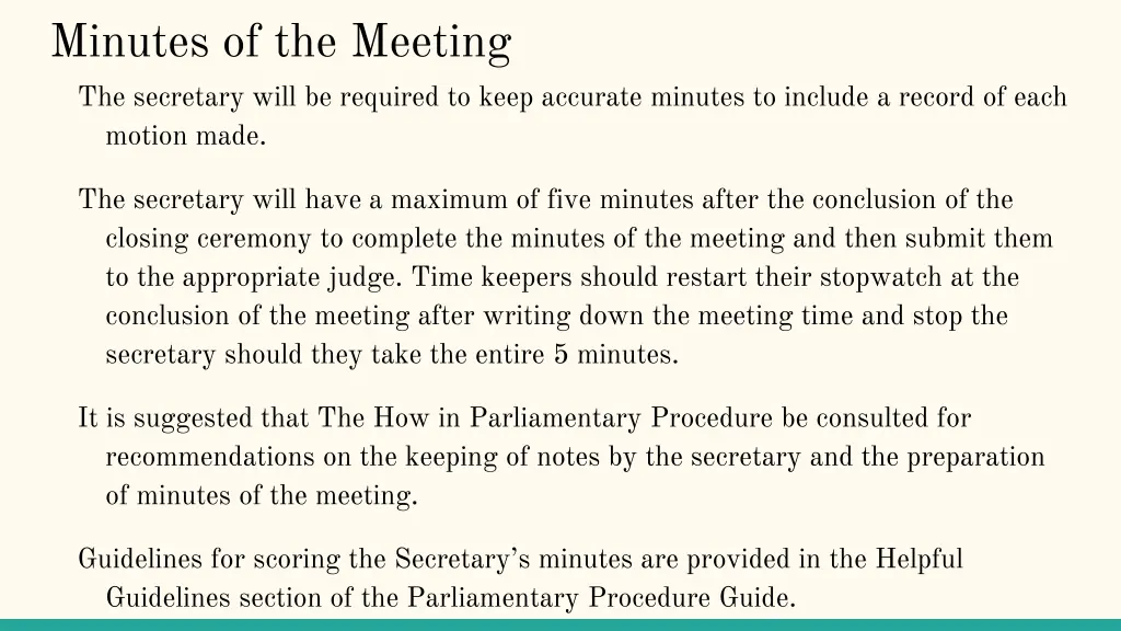 minutes of the meeting