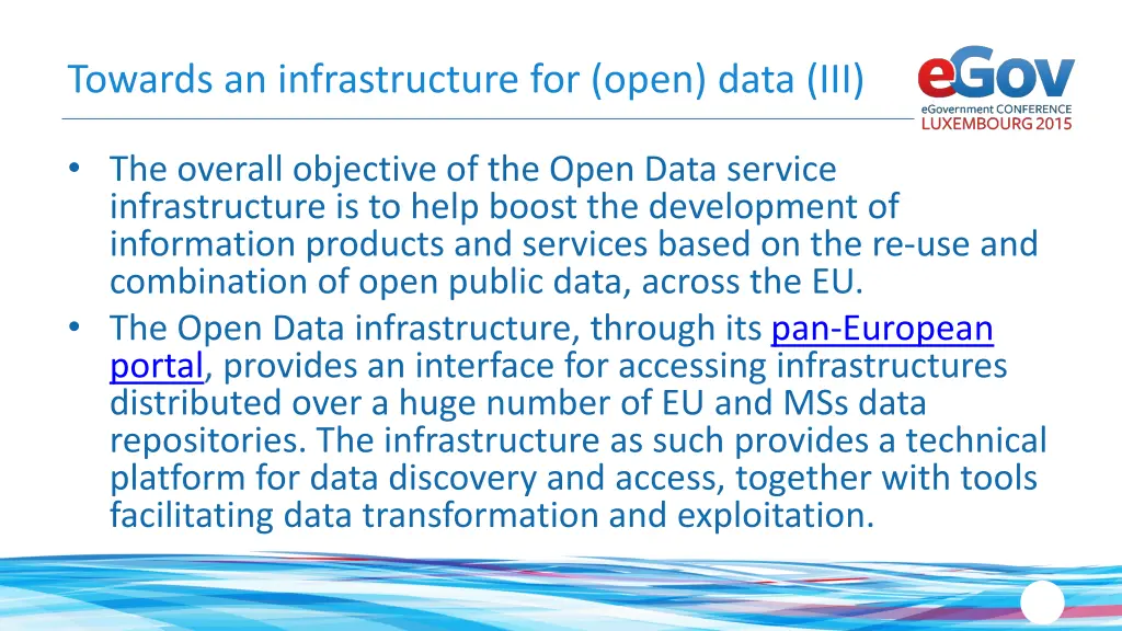 towards an infrastructure for open data iii