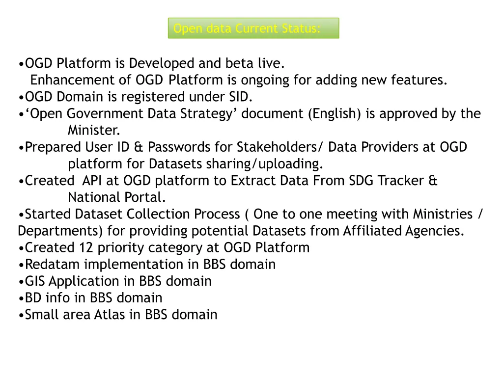 open data current status