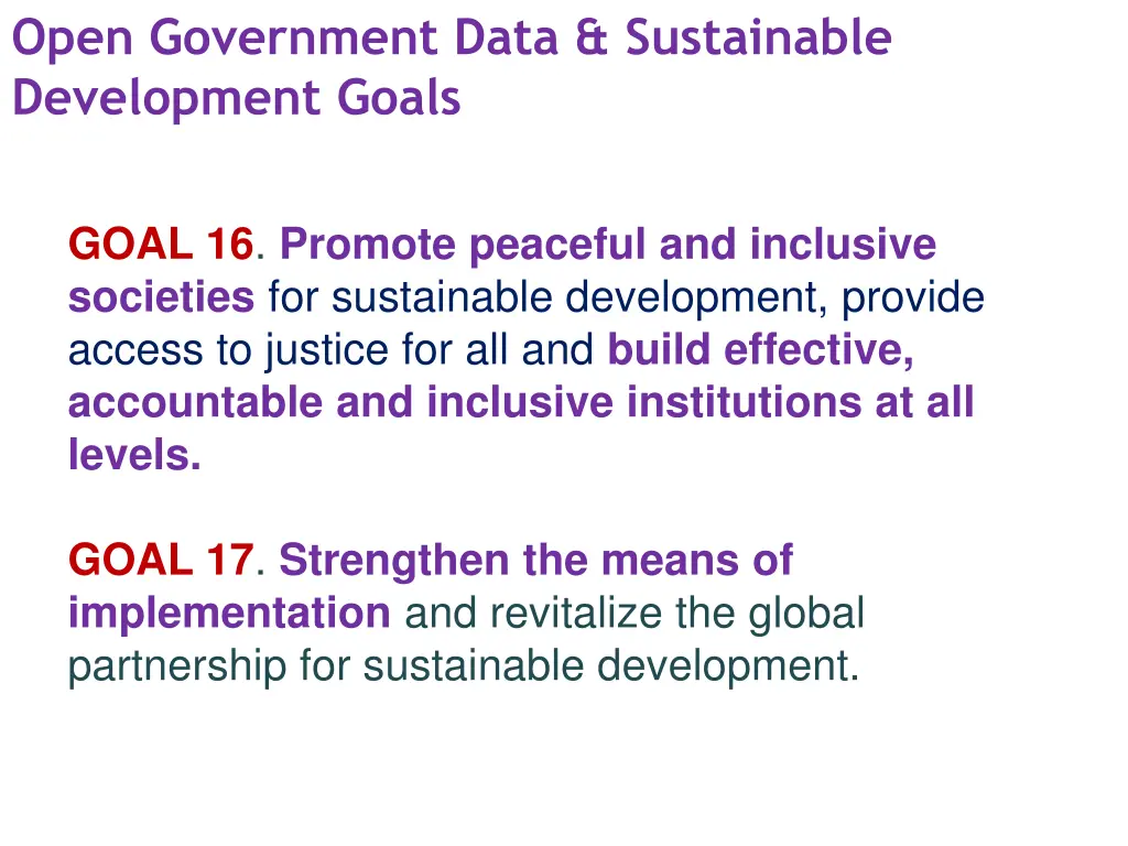 open government data sustainable development goals