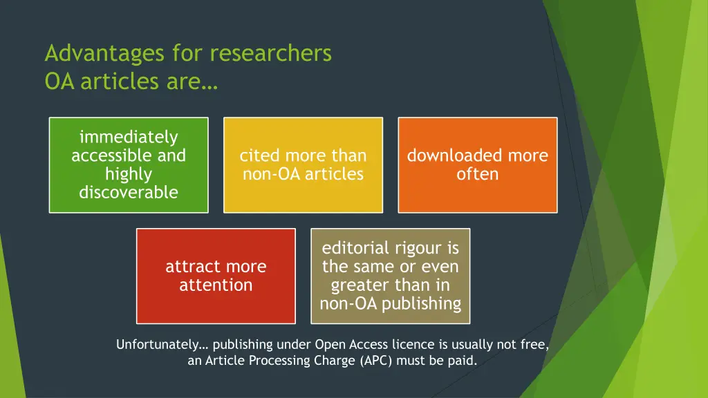 advantages for researchers oa articles are