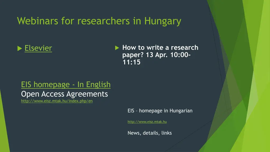 webinars for researchers in hungary