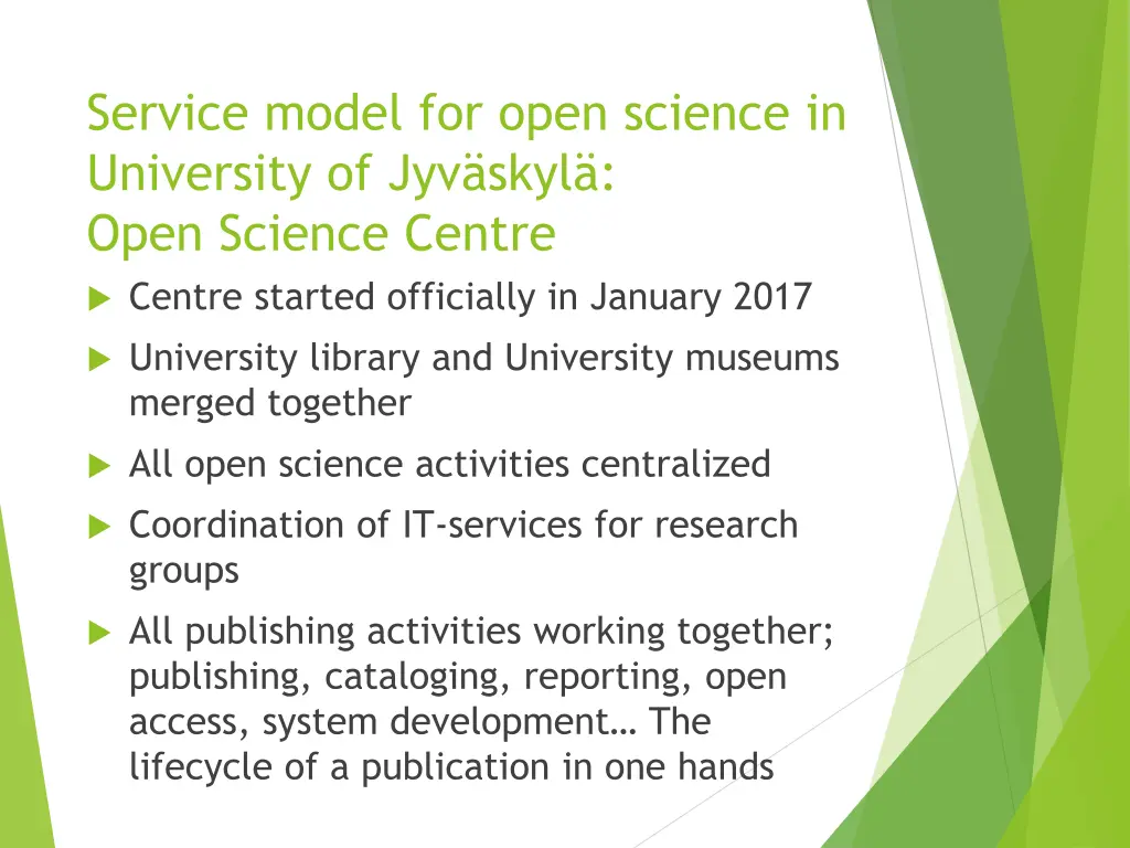 service model for open science in university