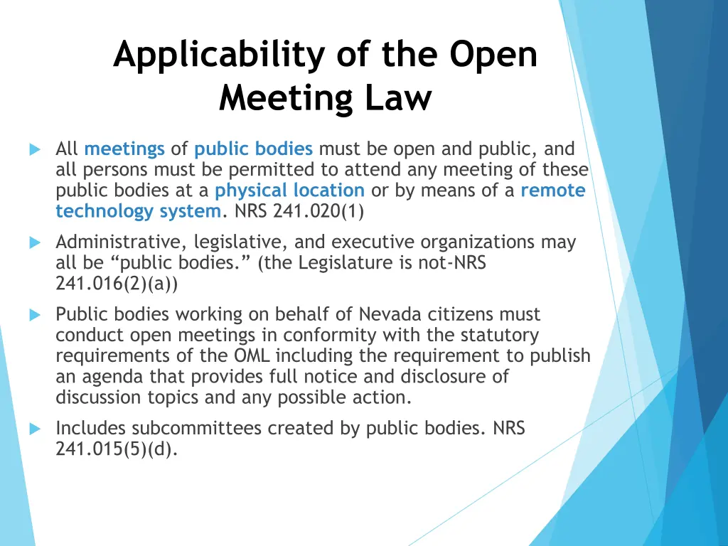 applicability of the open meeting law