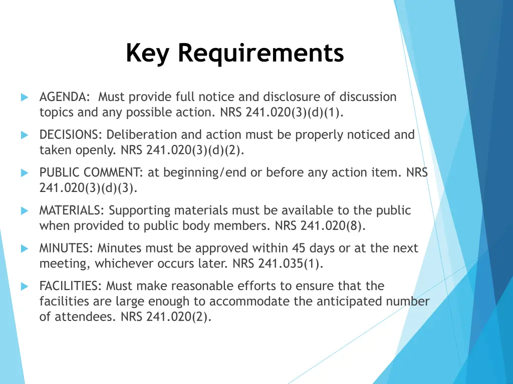 key requirements