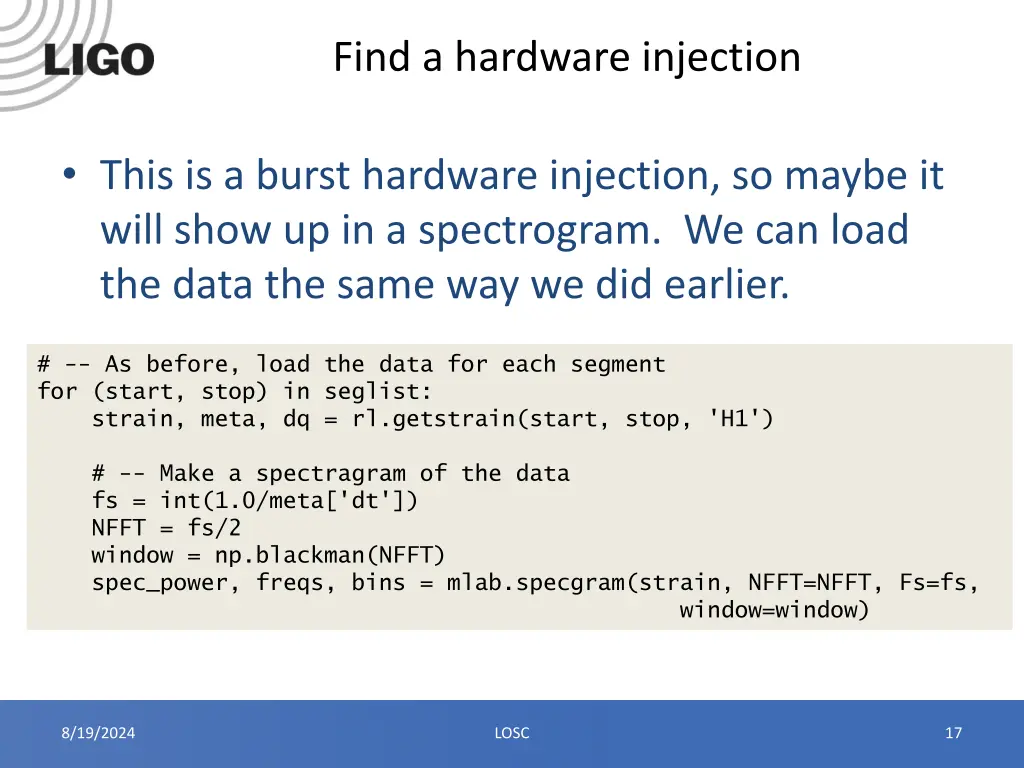 find a hardware injection 1