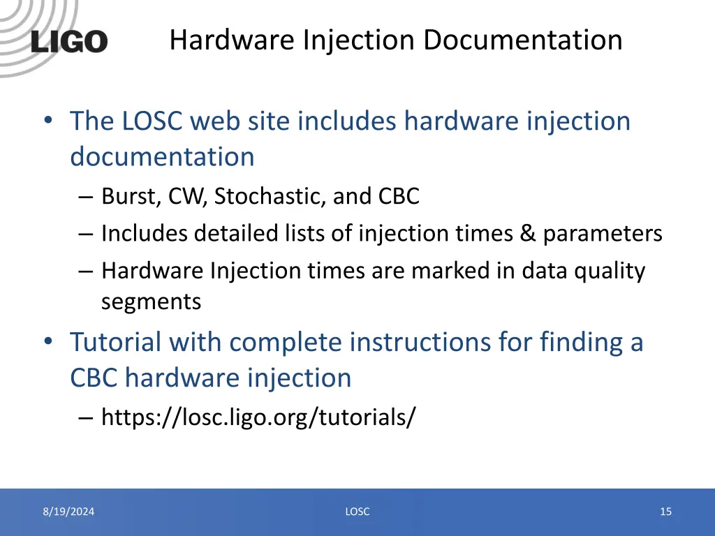 hardware injection documentation