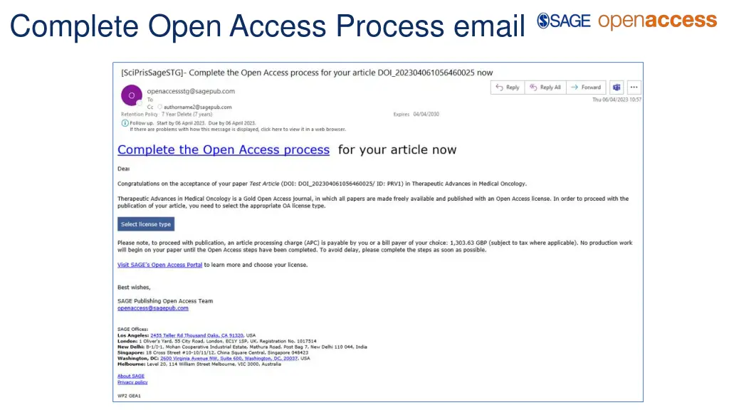 complete open access process email