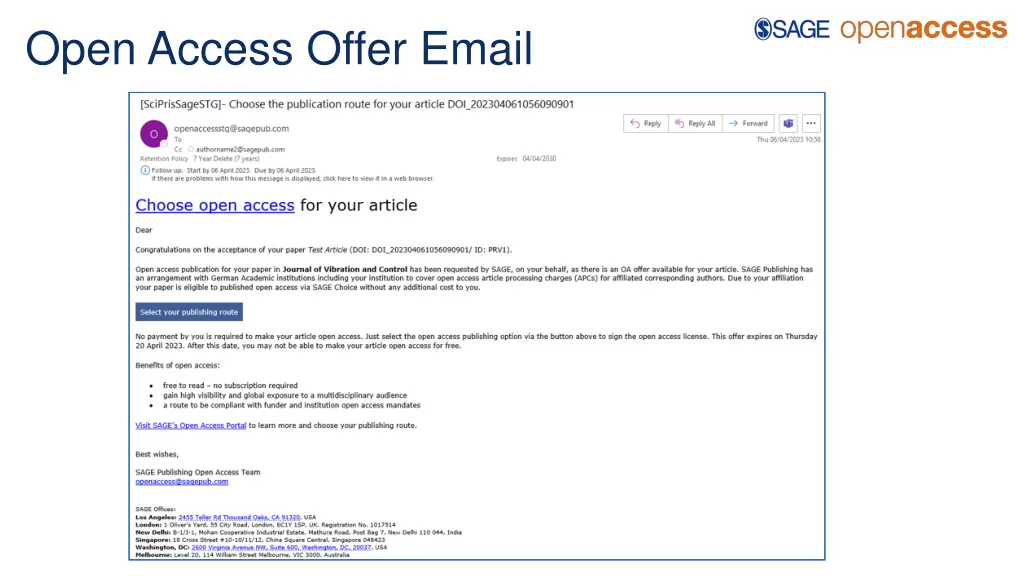 open access offer email