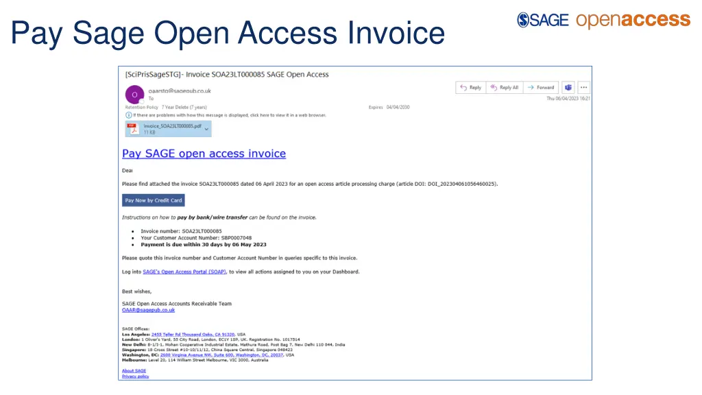 pay sage open access invoice