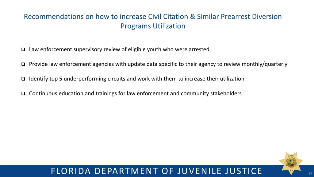 recommendations on how to increase civil citation