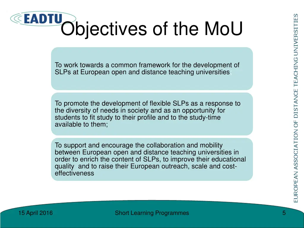 objectives of the mou