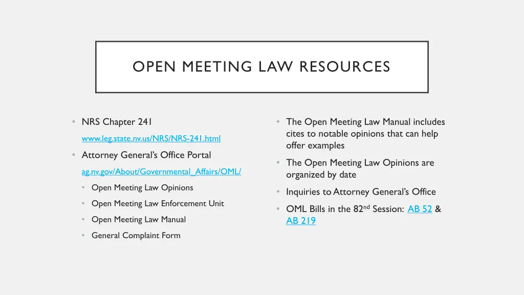 open meeting law resources