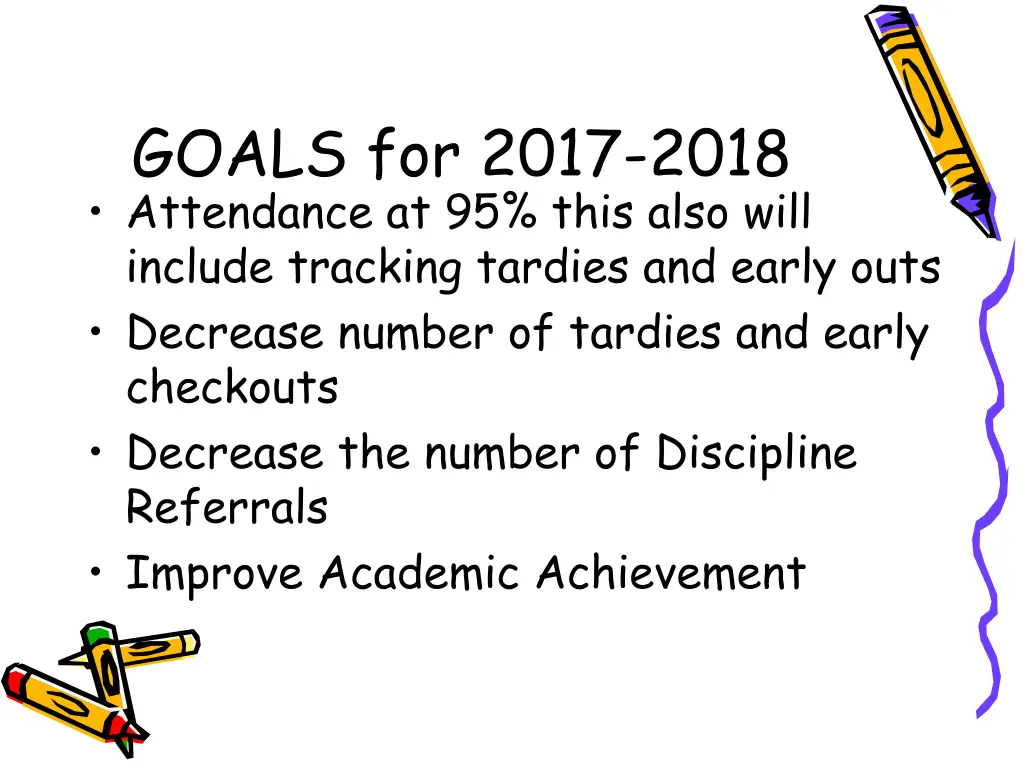 goals for 2017 2018 attendance at 95 this also