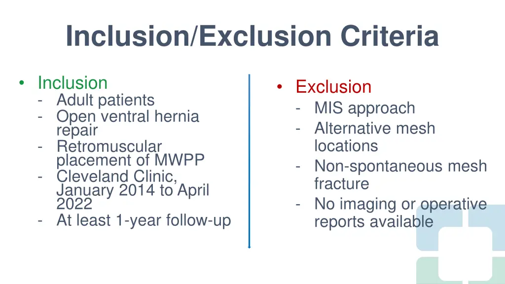 inclusion exclusion criteria